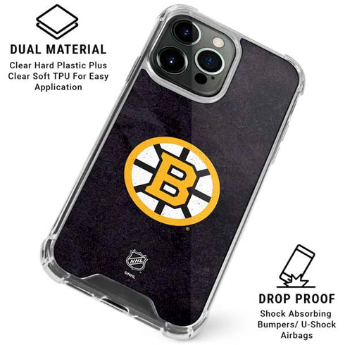 NHL Boston Bruins Distressed iPhone 15 Pro Max Clear Case